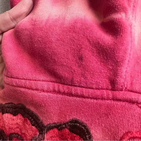 Free People Boho Floral Embroidered Tie Dye Distressed Zip-Up Hoodie Sweatshirt - Picture 9 of 17